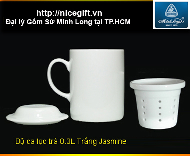 Gốm sứ Minh Long - Bộ lọc trà Trắng